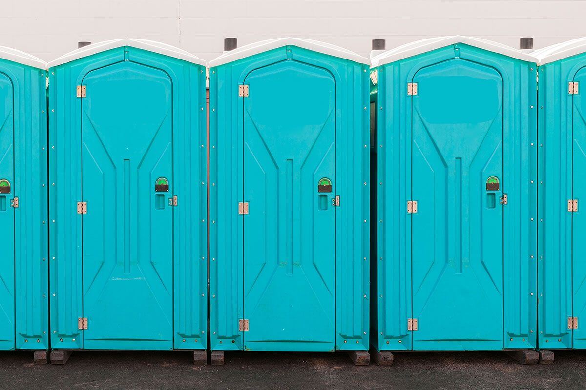 Industrial portable restroom units at a plant in Golden, Colorado