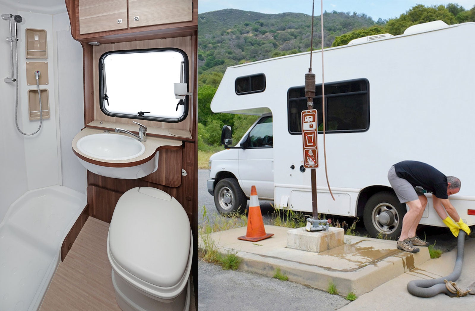 Portable RV/camper toilet and holding tank setup in Golden, Colorado