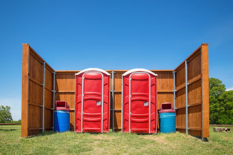 Short-term porta potty units staged for delivery in Golden, Colorado